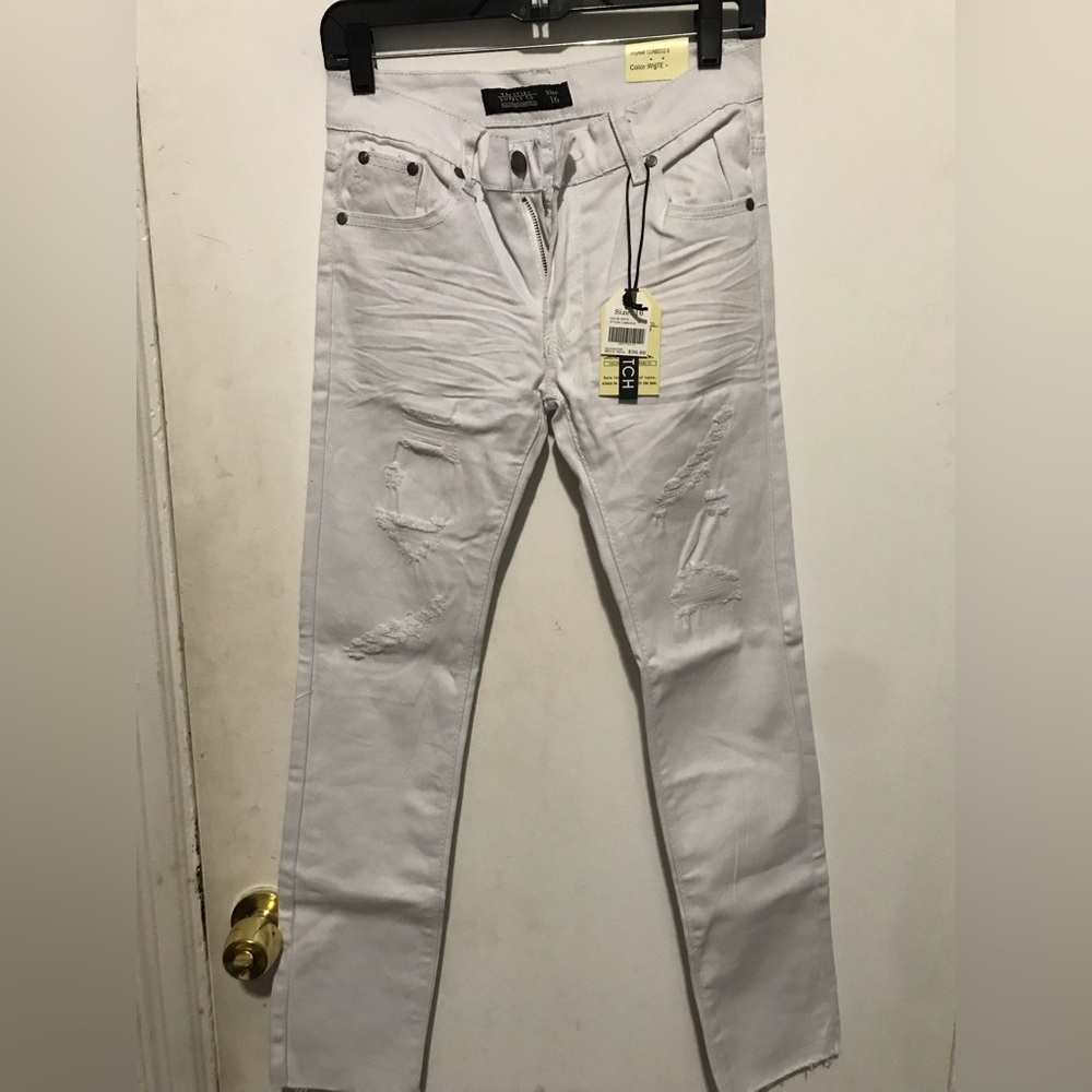 Teen boys size 16 White ripped jeans